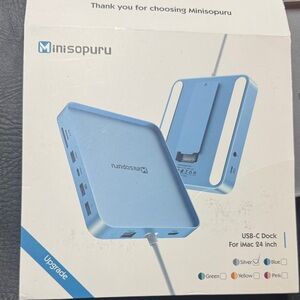 Blue USB-C Dock for iMac 24 inch